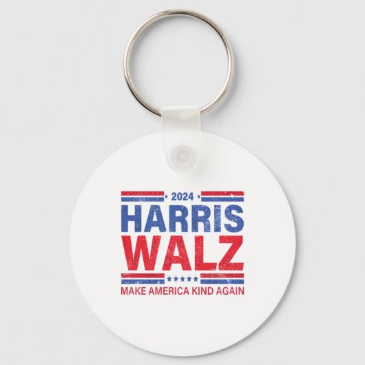 Harris Walz 2024再びアメリカを親切にする キーホルダー (正面)