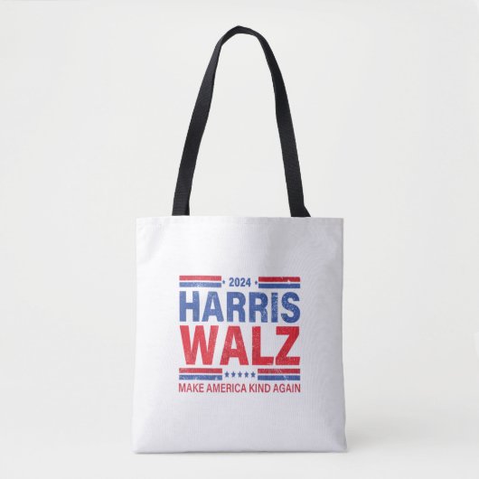 Harris Walz 2024再びアメリカを親切にする トートバッグ (正面)