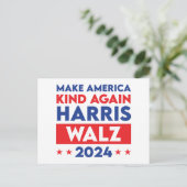 Harris Walz 2024再びアメリカを親切にする ポストカード (スタンド正面)