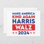 Harris Walz 2024再びアメリカを親切にする ポストカード (正面/裏面)
