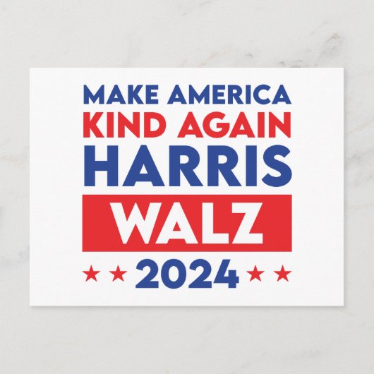 Harris Walz 2024再びアメリカを親切にする ポストカード (正面)