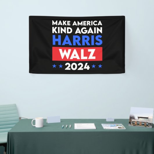 Harris Walz 2024再びアメリカを親切にする 横断幕 (トレードショー)
