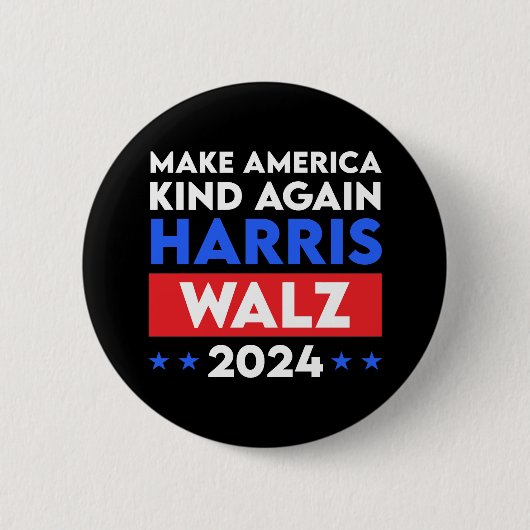 Harris Walz 2024再びアメリカを親切にする 缶バッジ (正面)