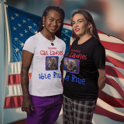 Harris Walz 2024子供のない猫レディース投票ブルー Tシャツ