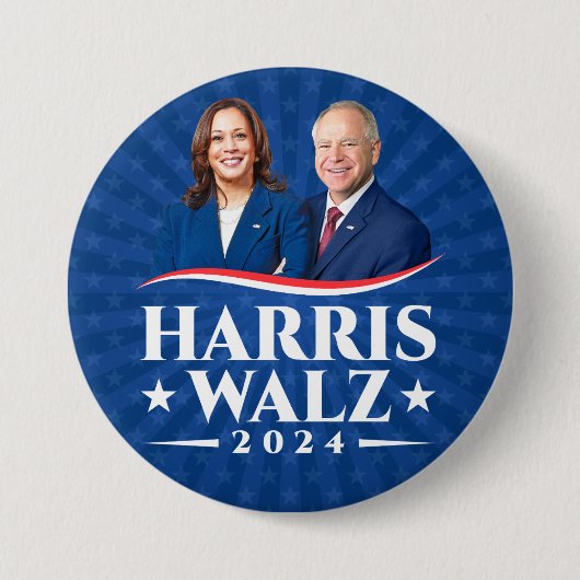 Harris Walz 2024年選挙の写真キャンペーンスター 缶バッジ (正面)