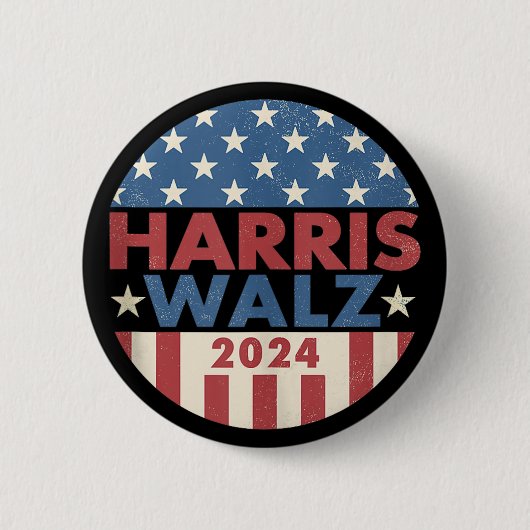 Harris Walz 2024年選挙Kamala Harris Tim Waltz 缶バッジ (正面)