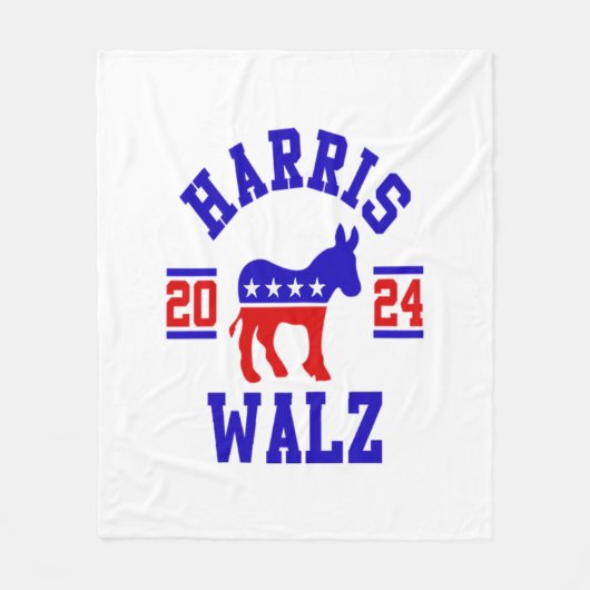 Harris Walz 2024愛国民主党総裁 フリースブランケット (正面)