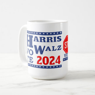 Harris Walz 2024投票Democratalストップ Creepy 風変わり コーヒーマグカップ