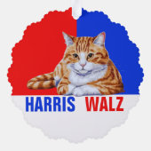Harris Walz 2024明らかにネコRed Blue オーナメントカード (裏面)