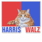Harris Walz 2024明らかにネコRed Blue シール (正面)
