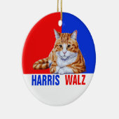 Harris Walz 2024明らかにネコRed Blue セラミックオーナメント (右)