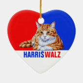 Harris Walz 2024明らかにネコRed Blue セラミックオーナメント (裏面)