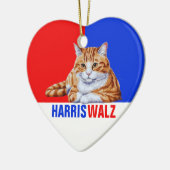 Harris Walz 2024明らかにネコRed Blue セラミックオーナメント (左)