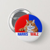 Harris Walz 2024明らかにネコRed Blue 缶バッジ (正面&裏面)
