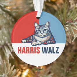 Harris Walz 2024明らかに赤い青い猫 オーナメント