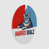 Harris Walz 2024明らかに赤い青い猫 オーナメント (正面)