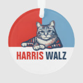 Harris Walz 2024明らかに赤い青い猫 オーナメント (裏面)