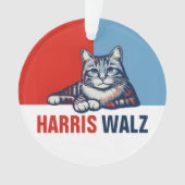 Harris Walz 2024明らかに赤い青い猫 オーナメント (正面)