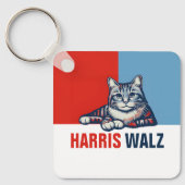 Harris Walz 2024明らかに赤い青い猫 キーホルダー (正面)