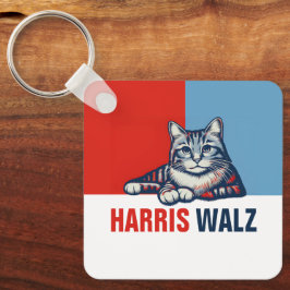 Harris Walz 2024明らかに赤い青い猫 キーホルダー