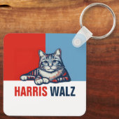 Harris Walz 2024明らかに赤い青い猫 キーホルダー (裏面)