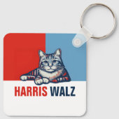 Harris Walz 2024明らかに赤い青い猫 キーホルダー (裏面)