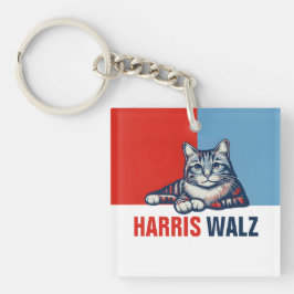 Harris Walz 2024明らかに赤い青い猫 キーホルダー
