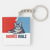Harris Walz 2024明らかに赤い青い猫 キーホルダー (裏面)