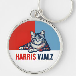 Harris Walz 2024明らかに赤い青い猫 キーホルダー
