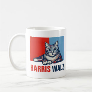 Harris Walz 2024明らかに赤い青い猫 コーヒーマグカップ