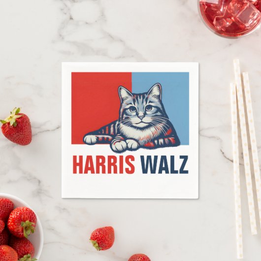 Harris Walz 2024明らかに赤い青い猫 スタンダードカクテルナプキン (インサイチュ)