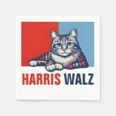 Harris Walz 2024明らかに赤い青い猫 スタンダードカクテルナプキン (正面)
