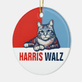 Harris Walz 2024明らかに赤い青い猫 セラミックオーナメント (左)