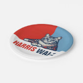 Harris Walz 2024明らかに赤い青い猫 ペーパープレート (アングル)