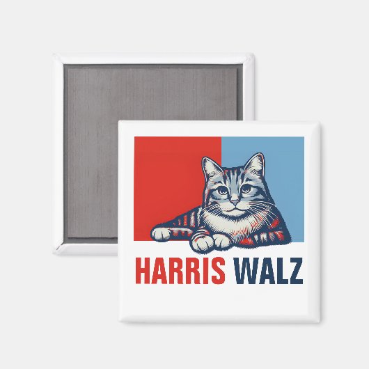 Harris Walz 2024明らかに赤い青い猫 マグネット (正面/裏面)