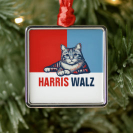 Harris Walz 2024明らかに赤い青い猫 メタルオーナメント