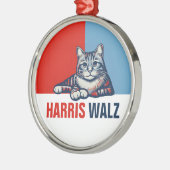 Harris Walz 2024明らかに赤い青い猫 メタルオーナメント (左)