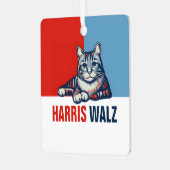 Harris Walz 2024明らかに赤い青い猫 メタルオーナメント (正面左)