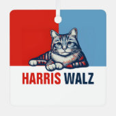 Harris Walz 2024明らかに赤い青い猫 メタルオーナメント (正面)