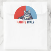 Harris Walz 2024明らかに赤い青い猫 ラウンドシール (バッグ)