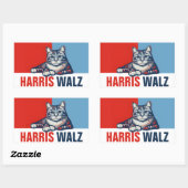 Harris Walz 2024明らかに赤い青い猫 長方形シール (シート)