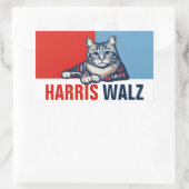 Harris Walz 2024明らかに赤い青い猫 長方形シール (バッグ)