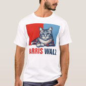 Harris Walz 2024明らかに赤い青い猫 Tシャツ (正面)