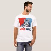 Harris Walz 2024明らかに赤い青い猫 Tシャツ (正面フル)