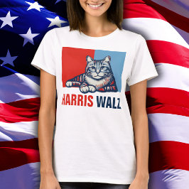 Harris Walz 2024明らかに赤い青い猫 Tシャツ