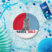 Harris Walz 2024明らかに赤い青 ペーパープレート (パーティー)