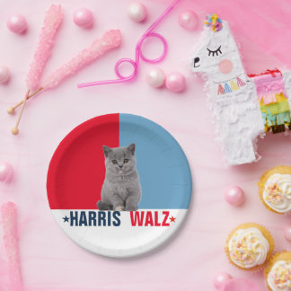 Harris Walz 2024明らかに赤い青 ペーパープレート