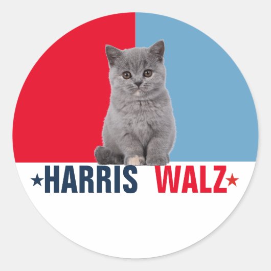 Harris Walz 2024明らかに赤い青 ラウンドシール (正面)