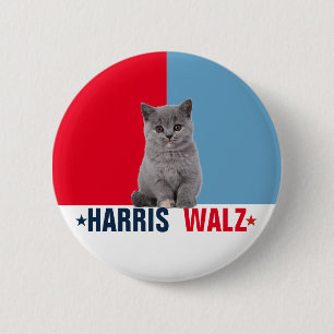 Harris Walz 2024明らかに赤い青 缶バッジ