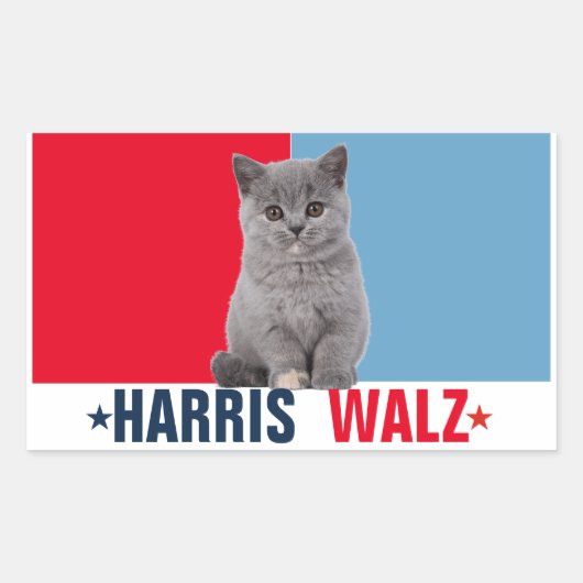 Harris Walz 2024明らかに赤い青 長方形シール (正面)